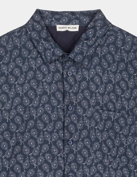 Chemise Bart Marine 100% Coton Fleur Marine | Homme Harris Wilson Chemises